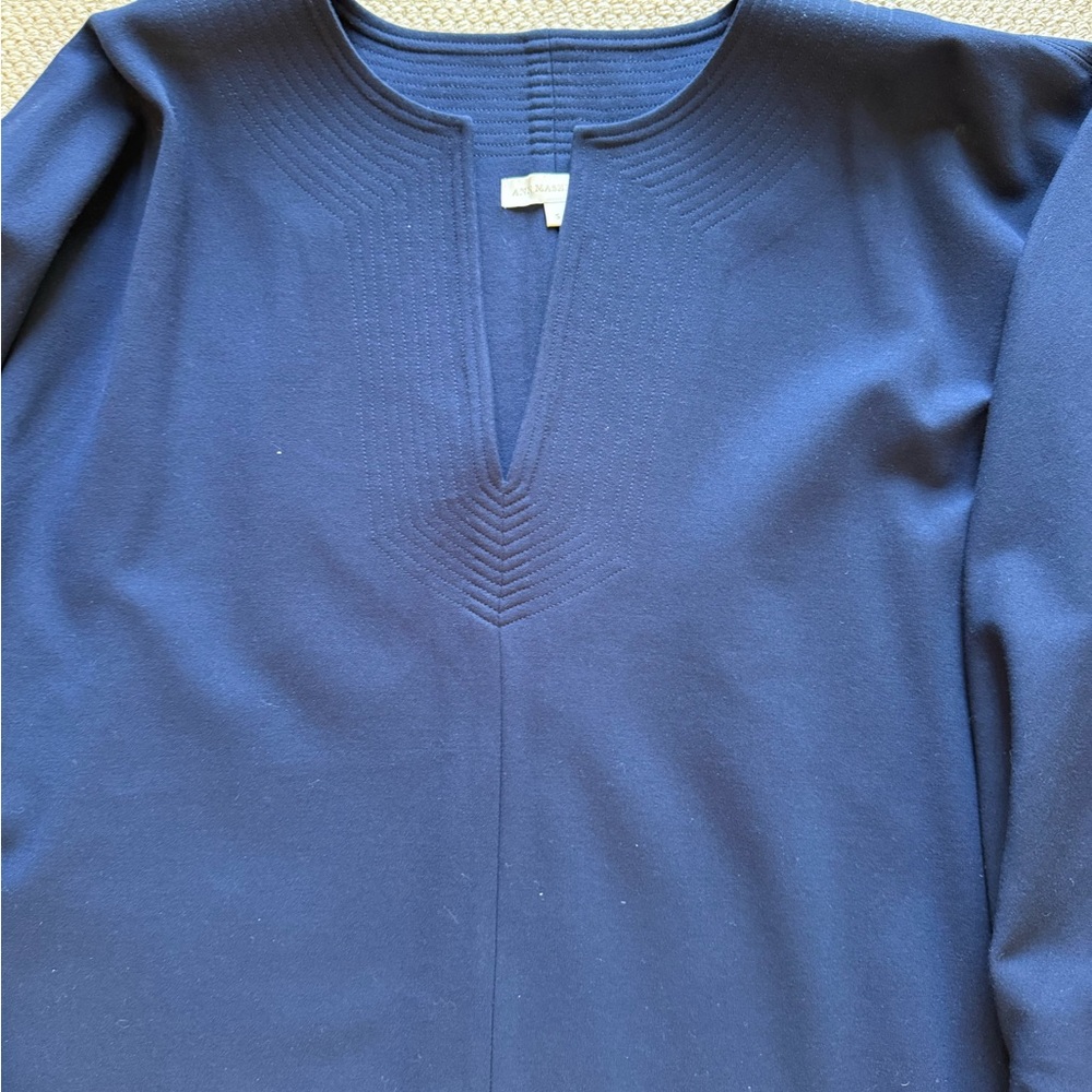 ANN MASHBURN Deep Blue Thick Rayon Dress - size small - - Picture 6 of 10